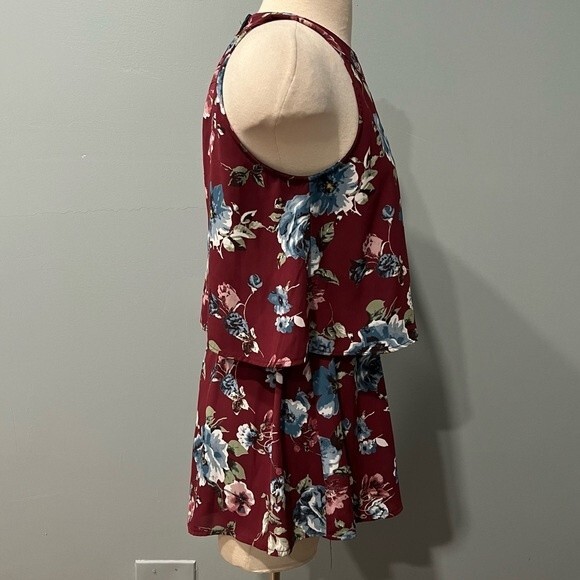 Altar’d State Burgundy & Pink Floral Print Romper Size Small - Picture 4 of 10
